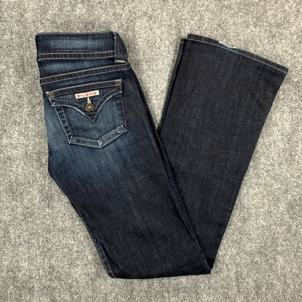 Hudson Jeans Womens 27 Dark Wash Flare Bootcut Made USA Y2K Flap Pocket M170DHA